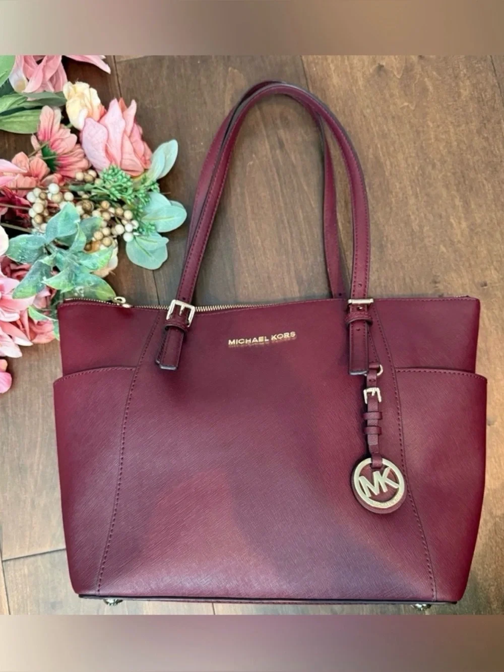 Michael Kors Charlotte Saffiano Top Zip Tote Bag